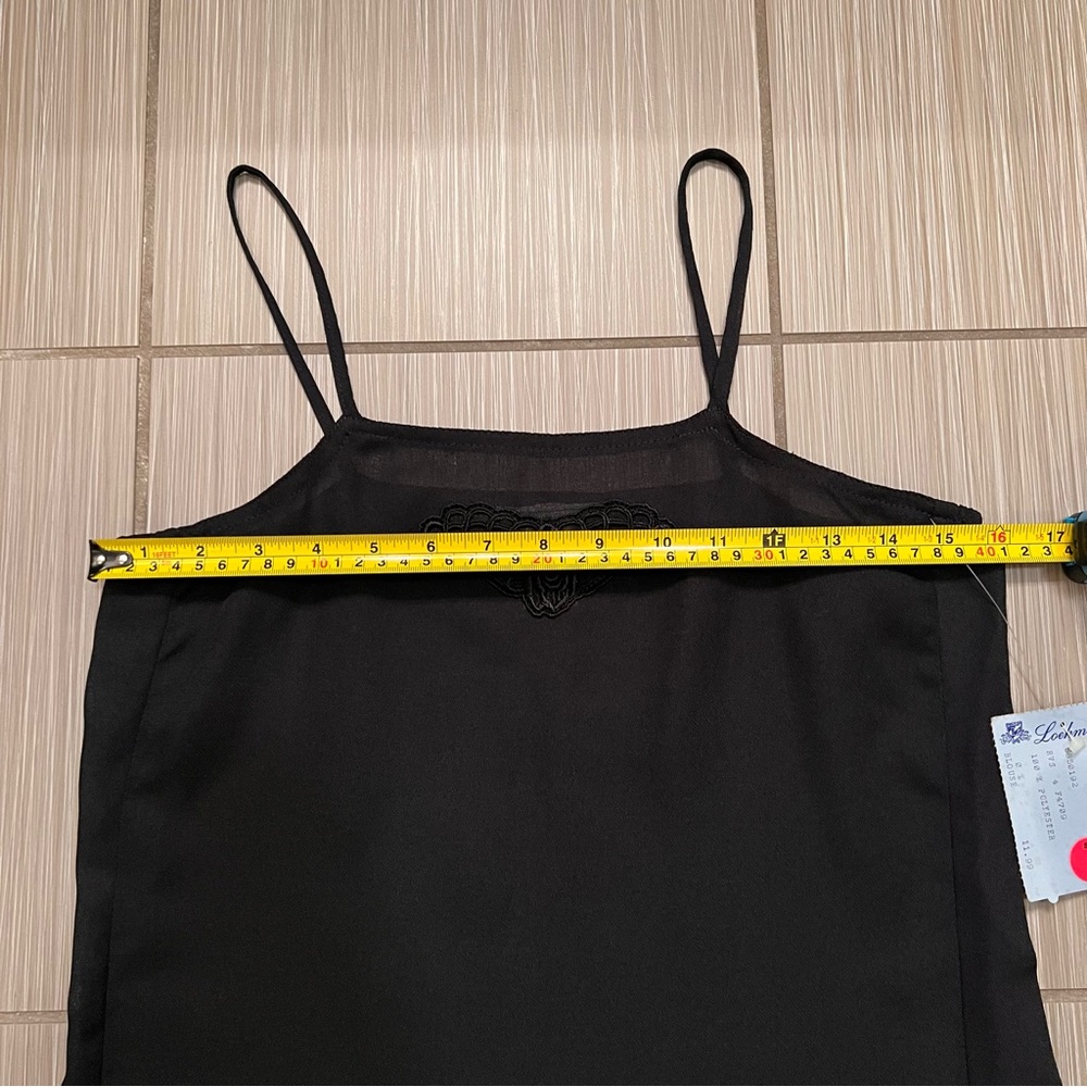Vintage black cami camisole tank top lingerie XS 70s 80s NWT - Picture 8 of 10